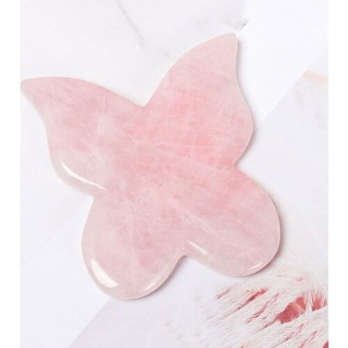 New Rose Quartz Gouache Scraper Guasha Massager For Face Natural Gouache Stone Gua Sha Scraper Massage Tool Facial Jade Massager