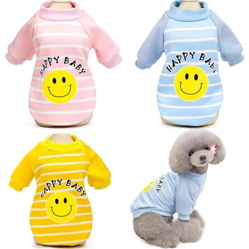 2021 Smiley Print Cute Pet Clothes for Small Dogs Cats Winter Warm Coat Shih Tzu Sweatshirt Puppy Kitten Pullover Pet Supplies
