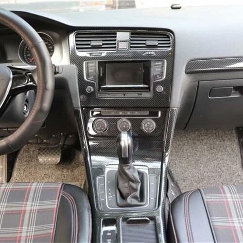 Car Center Control AC Outlet Panel AC Switch Button Cover GPS Frame Decoration Trim Sticker ABS Fit for VW GOLF 7 2014-2017