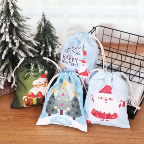 Christmas Gift Candy Bags Canvas Santa Drawstring Sack Party Favors Xmas Decor Christmas Gift Bag