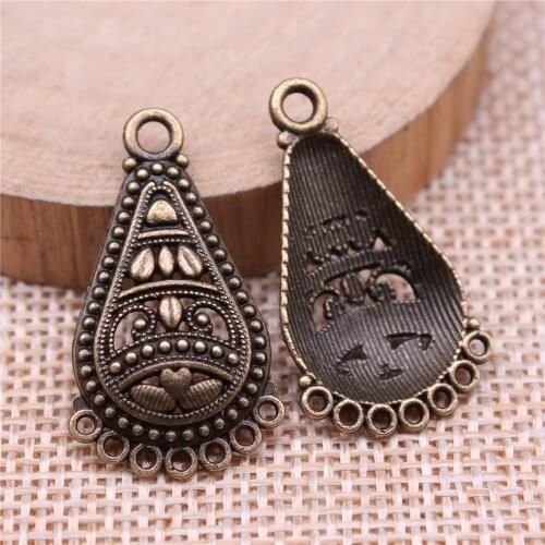 WYSIWYG 10pcs 17x30mm Porous Earring Connector DIY Jewelry Findings Accessories Charms Antique Silver Color