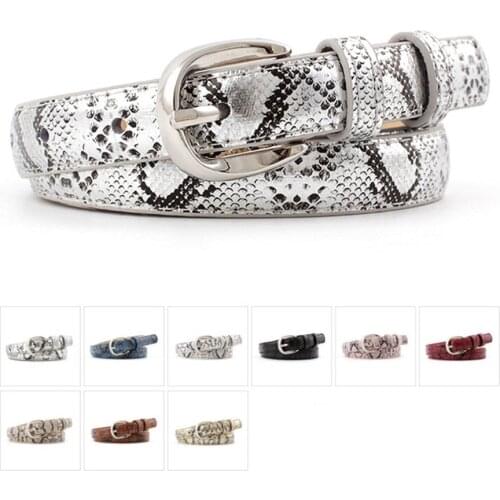 New Snake Skin Print Belts For Women Gold Square Pin Buckle Waistband PU Leather Belt Pants Dress Waist Belts for Women