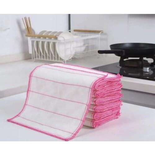 Dishcloth Pure Cotton Yarn Dishwashing Cloth Oil-Free Multi-Functional Scouring Pad for Kitchen Extra Thick No Hair Shedding