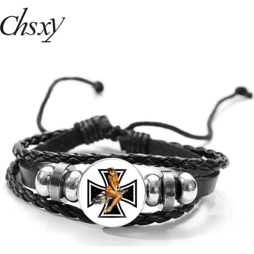 Sexy Mechanic Girl Locker Toolbox Leather Bracelets Adjustable Braided Beaded Bracelet Bangle Wristbands Classic Punk Jewelry