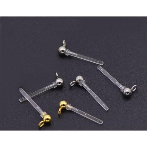 50PCS Stainless Steel Transparent Stud Earrings For Jewelry Making Earpins Plastic Prevent Allergy Earrings Accessories
