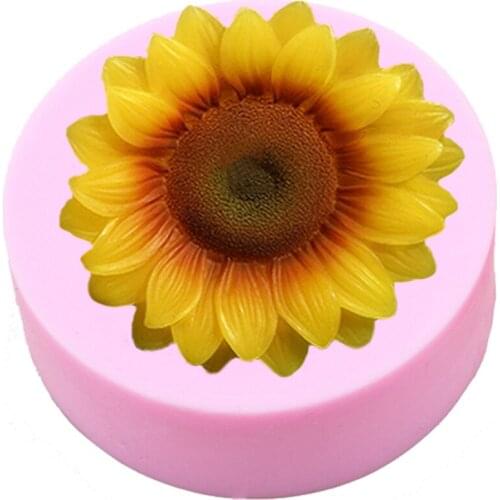 Large Sunflower Shape Chocolate Soap Candy Silicone Moulds Flower Fondant Cake Decoration Silicone Moulds
