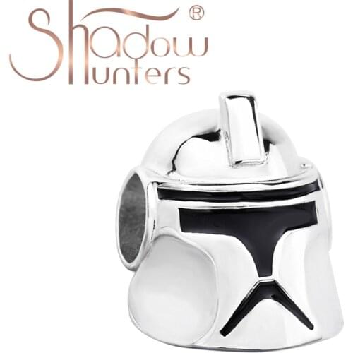 SHADOWHUNTERS Black Enamel Armor Charms Sterling Silver 925 DIY Beads For Brave Women Jewelry Helmet Guard 2021 Wholesale Making