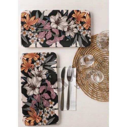 Purple Flower Kayak Plate 33 Cm 2 Pcs service plate presentation plate rectangular plate