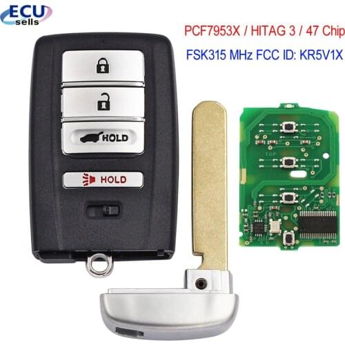 3+1B Smart Remote Key (SUV) for Acura 2014-2020 MDX RDX Models / PCF7953X / HITAG 3 / 47 CHIP FSK315 MHz FCC ID: KR5V1X