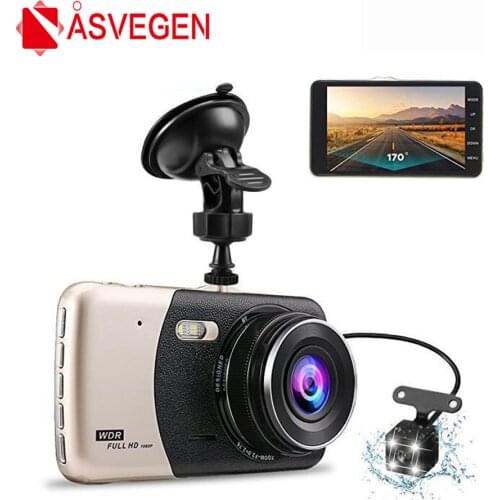 Asvegen 4'' Ips Screen HD Dual Lens Car DVR Dash Camera Night Vision Full HD 1080P Video 170 Degre Video Recorder Registrator