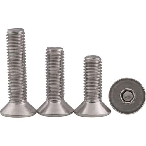 Countersunk Head Hexagon Socket Long Bolt 316 Stainless Steel Hex Socket Flat Head Machine Long Screws KM DIN7991 M4-10 2PCS