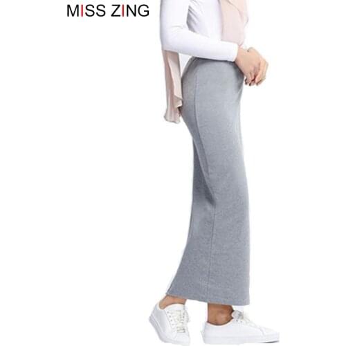 Miss Zing Cause Women Cotton Long Skirt Elegant Modest Muslim Bottoms Ankle-Length Party Islamic Prayer Clothing Spring Dress