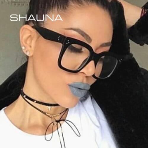 SHAUNA Retro Rivet Square Sunglasses Women Oversize Optical Glasses Frames