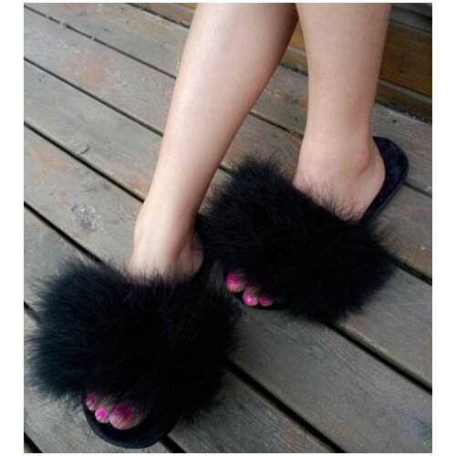 15 Colors Fur Flip Flops Women Sweet Platform Wedges warm sole Ostrich Feathers Slippers Summer Platform Thongs Beach Slippers