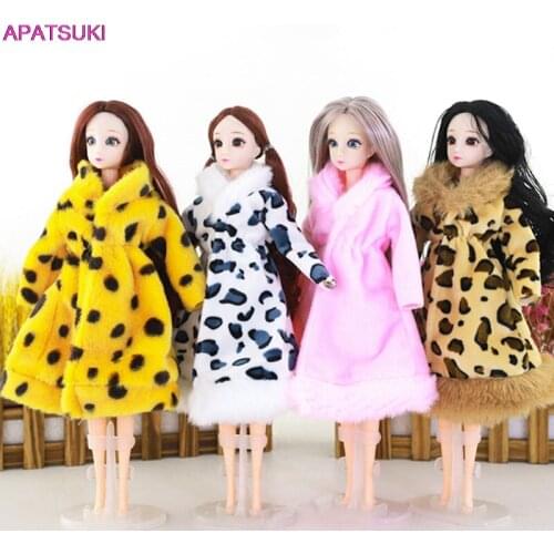 Winter Leopard Fur Coat Fashion Outfits For Barbie Doll Clothes 1/6 BJD Dollhouse Accessories DIY Toys For Children 1/6