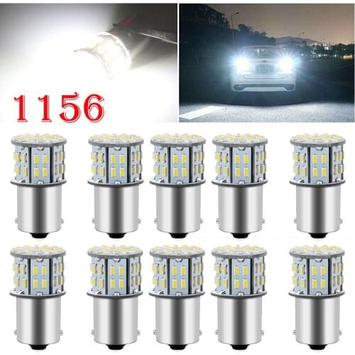 10pcs 1156 50 SMD Cool White LED Light Bulbs Car LED Turn Signal Backup Reverse Light Bulbs 1141 12V