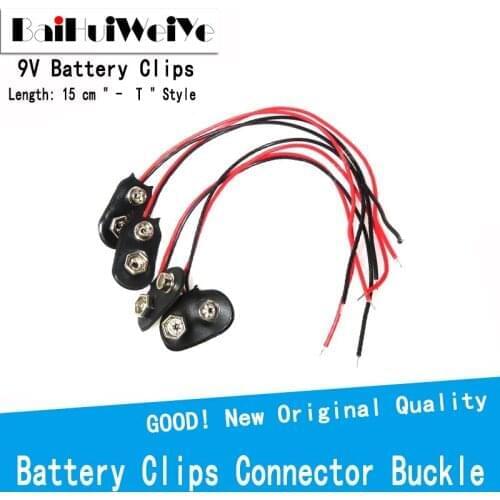 10Pcs 9V Battery Clips 15cm Cable Connection Connector Buckle Wire Softshell Battery Buckle Leads Cord Plug for Arduino DIY