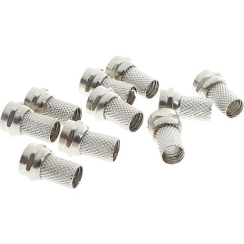 10Pcs/lot 75-5 F Connector Screw On Type For RG6 Satellite TV Antenna Coax Cable Twist-on