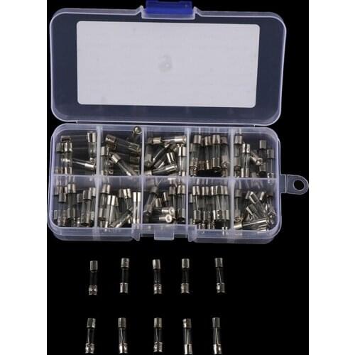 100Pcs/Box 5x20mm Quick Blow Glass Tube Fuse Assorted Kits,Fast-blow Glass Fuses