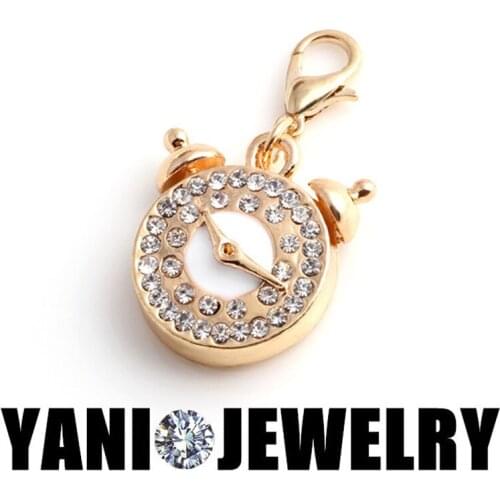 20PCS Gold Color Crystal Alarm Clock Necklace Pendant Statement Jewelry Charms Dangle Christmas Gifts