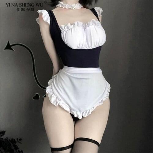 3pcs/set Cosplay Japanese Anime Sexy Costumes Perspective Lingerie Underwear Maid Classical Erotic Lace Outfit SM Suits Women