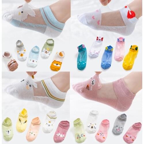 5 Pairs/Lot Children Cotton Socks Mesh Socks Boy Girl Baby Infant Ultrathin Fashion Breathable Solid For Summer 0-12T Teens Kids