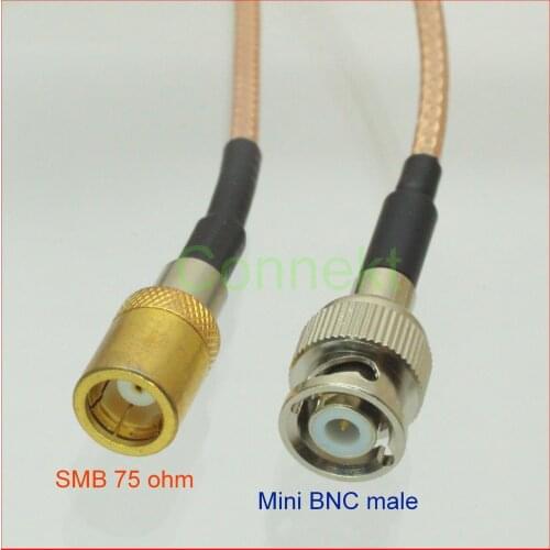 5pcs/lot mini BNC miniBNC male to SMB female 75ohm crimp RG179 jumper pigtail cable 1M