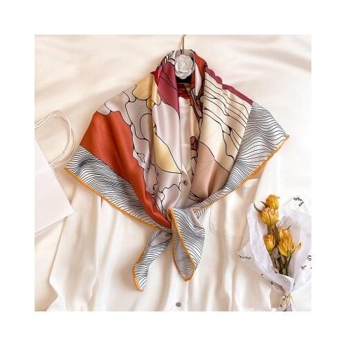 90*90cm New Retro Twill Weave Silk Large Square Scarf Female Fashion Printing Decoration Shawl Scarf women