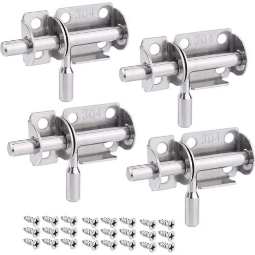 ABSF 4Pcs Door Locks Garden Gate Internal Door Latches Stainless Steel Shed Lock Sliding Bolt Locks Latches for Bathroom