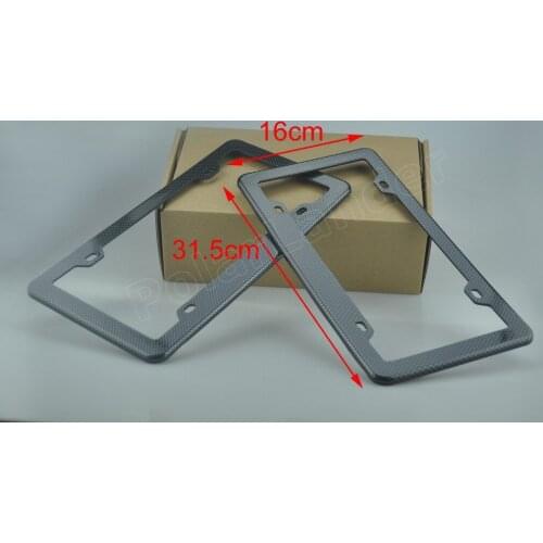 Free shipping black 2 pcs car Carbon Fiber Printed Style plate auto License plate frame license plate holder for USA/Canada