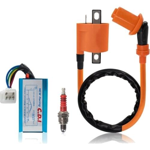 Performance Racing 5-PIN AC CDI Box Ignition Coil Spark Plug GY6 for 110Cc 125Cc 140Cc 150Cc Quad Dirt Bike ATV Buggy