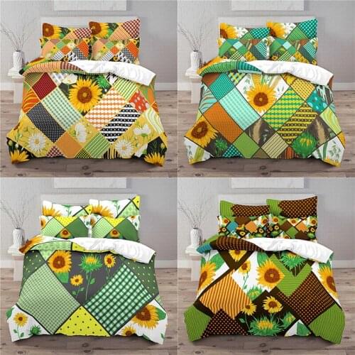 Home Textile Luxury 3D Sun Flower Print 2/3Pcs Comfortable Duvet Cover PillowCase Bedding Sets Queen and King EU/US/AU Size