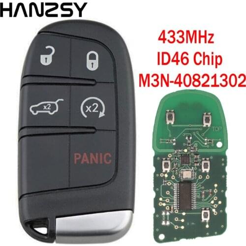 HANZSY 5 Button M3N 40821302 433MHz Smart Remote Key for Chrysler Dodge Charger Journey Challenger Durango 300 with ID46 Chip