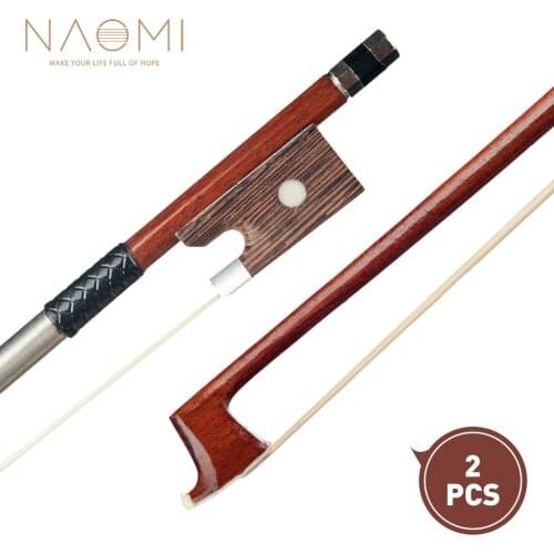 NAOMI 2pcs 3/4 Size Violin/ Fiddle Bow Brazilwood Bow Student Bow Beginner Use 3/4 Violin Bow Practice Bow