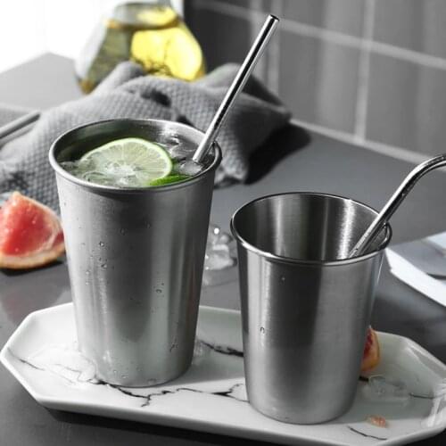 1Pcs Stainless Steel Metal Cup Beer Cups White Wine Glass Coffee Tumbler Tea Milk Mugs Outdoor Travel Kitchen Home Camping Mugs