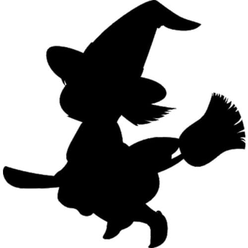 Cute Girl Little Witch Fashion Auto Sticker PVC Decoration Accessories Car Decal Waterproof Sunscreen Black/White, 16cm*15cm