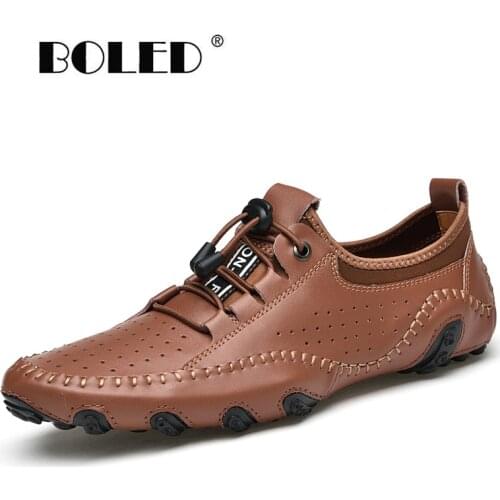 Plus Size Geunine Leather Shoes Men Loafers Octopus Casual Leather Shoes Soft Driving Shoes Flats Walking Lace-Up Man Footwear