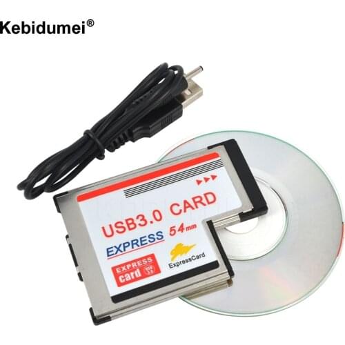 Kebidumei New Express Card 54mm to USB 3.0 Card 2 Port Expresscard PCI-E to USB Adapter Converter