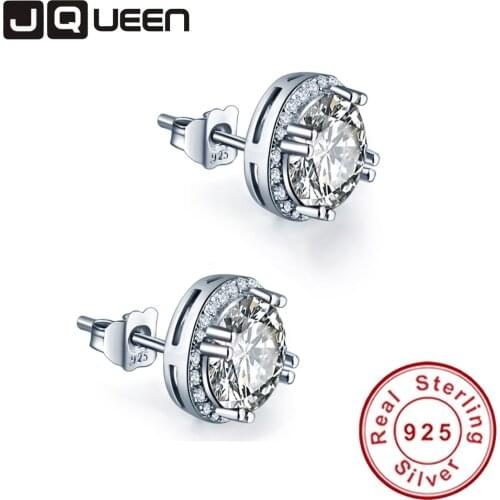 Newfashion 8*8mm 925 Sterling Silver Earrings Brincos Round Cut AAA Cubic Zirconia Stud Orecchini Oorbellen Silver 925 Jewelry