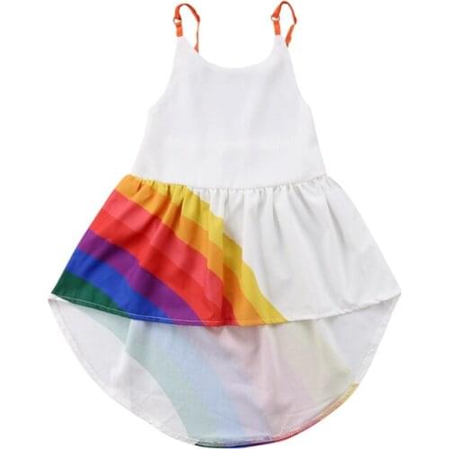Flower Girl Princess Sling Dress Kids Baby Party Wedding Bridesmaid Tulle Tutu Dresses Rainbow