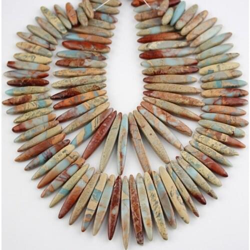 Full Strand Snakeskin Jaspers Slice Beads Jewelry,Top Drilled Smooth Jaspers Stone Beads Necklace Making