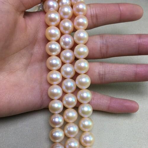 Freshwater Pearl Necklaces for Women Round Shape with Size 11-12 Mm Perfect Luster for Jewelry Diy Loose Pearl Strands Necklace