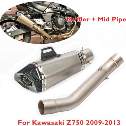 Motorcycle Slip on 51mm Exhaust System Escape Muffler Tail Pipe Connection Link Tube for Kawasaki Z750 2007-2013