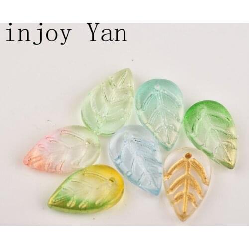 10pcs Glass Petal Beads 10*18mm Green Color Leave Shape Beads Crafts DIY Crystal Pendant Earings Jewelry Making Accessories