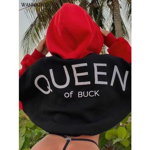 WannaThis Cotton Patchwork Long Sleeve Women Hoodies Letter Print Sweatshirts Harajuku Autumn Winter Streetwear Sweatshirts 2021