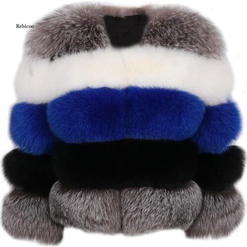 Winter Women Fur Coat Short Fashion Contrast Stitching Coat Fox Fur Women Coat Warm Female Overcoat Plus Size New