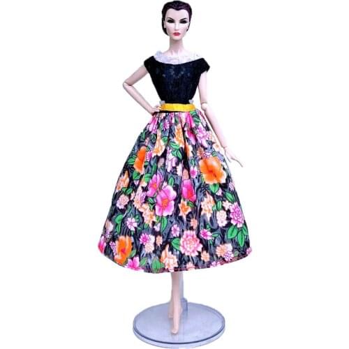 1/6 Colorful Floral Countryside Fashion Doll Clothes For Barbie Doll Outfits Party Gown Princess Party Dress Dolls Accessories