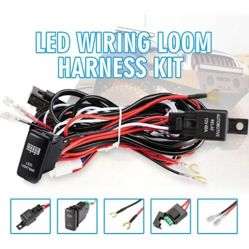 1set Universal 12V LED Light Bar Wiring Loom Harness Kit 40A Relay Fuse Set With Switching Relay For Cars Motorcycle