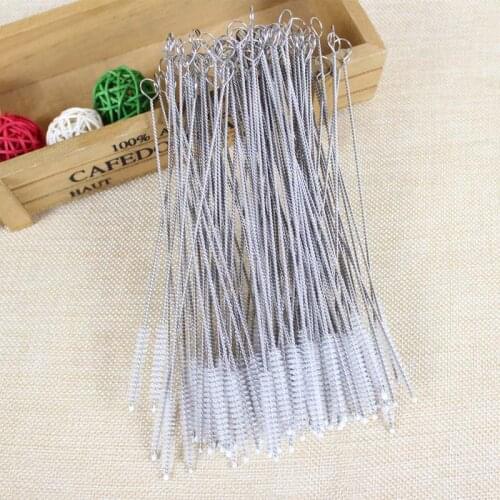 100pcs Straw Brush Nylon Catheter Stainless Steel Straw Brush 17.5cm Fit for 6mm Diameter Straws Wash Drinking Pipe Straw Tube