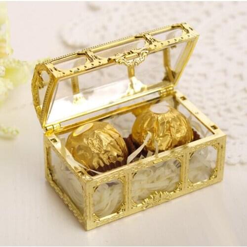 12pc/lot Plastic Creative Candy Box Treasure Box Shape Chocolate Candy Boxes Wedding Birthday Baby Shower Decoration